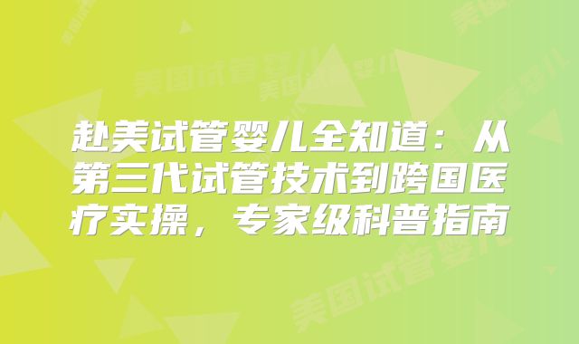 赴美试管婴儿全知道：从第三代试管技术到跨国医疗实操，专家级科普指南