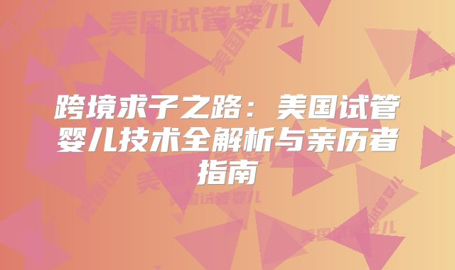跨境求子之路：美国试管婴儿技术全解析与亲历者指南