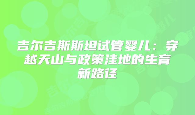 吉尔吉斯斯坦试管婴儿：穿越天山与政策洼地的生育新路径