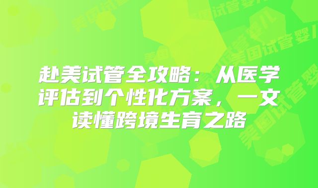 赴美试管全攻略:从医学评估到个性化方案,一文读懂跨境生育之路