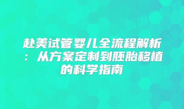 赴美试管婴儿全流程解析：从方案定制到胚胎移植的科学指南