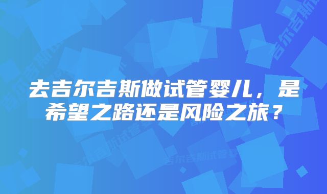 去吉尔吉斯做试管婴儿,是希望之路还是风险之旅?