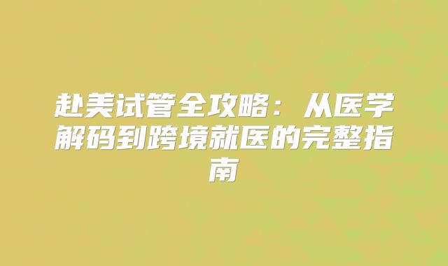 赴美试管全攻略:从医学解码到跨境就医的完整指南