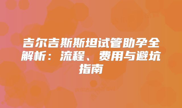吉尔吉斯斯坦试管助孕全解析：流程、费用与避坑指南