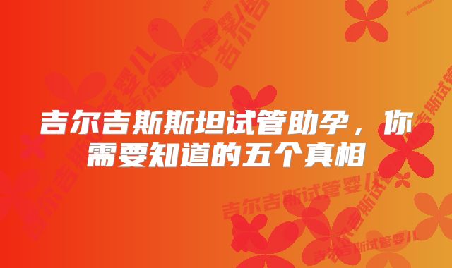 吉尔吉斯斯坦试管助孕，你需要知道的五个真相