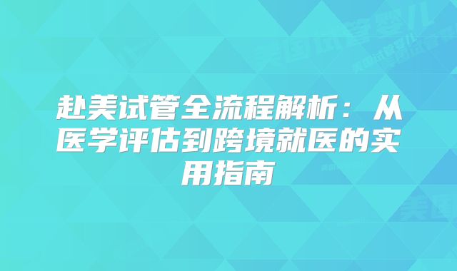 赴美试管全流程解析:从医学评估到跨境就医的实用指南