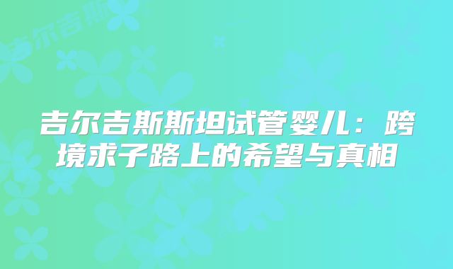 吉尔吉斯斯坦试管婴儿：跨境求子路上的希望与真相