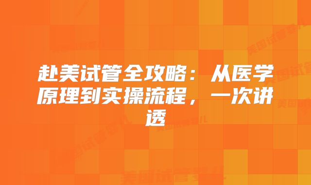 赴美试管全攻略：从医学原理到实操流程，一次讲透