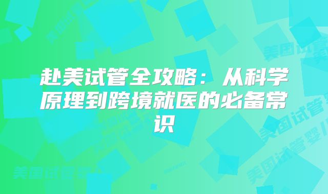 赴美试管全攻略：从科学原理到跨境就医的必备常识