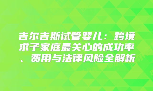 吉尔吉斯试管婴儿：跨境求子家庭最关心的成功率、费用与法律风险全解析