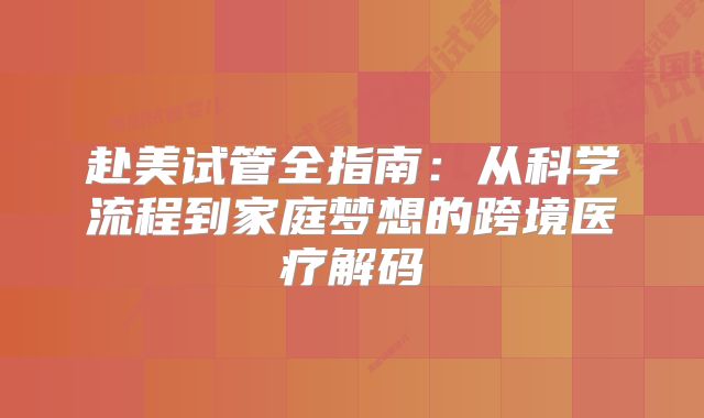 赴美试管全指南：从科学流程到家庭梦想的跨境医疗解码