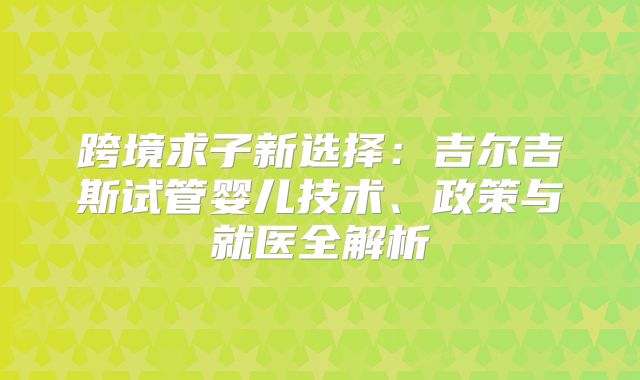 跨境求子新选择：吉尔吉斯试管婴儿技术、政策与就医全解析