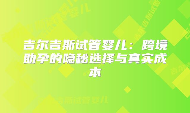 吉尔吉斯试管婴儿：跨境助孕的隐秘选择与真实成本