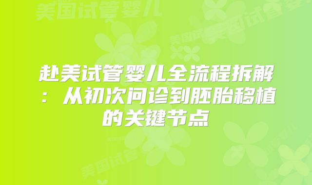赴美试管婴儿全流程拆解：从初次问诊到胚胎移植的关键节点