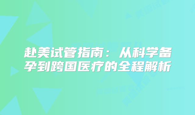 赴美试管指南：从科学备孕到跨国医疗的全程解析