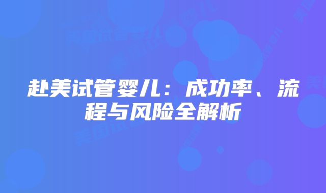 赴美试管婴儿：成功率、流程与风险全解析