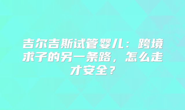 吉尔吉斯试管婴儿：跨境求子的另一条路，怎么走才安全？