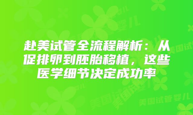 赴美试管全流程解析：从促排卵到胚胎移植，这些医学细节决定成功率