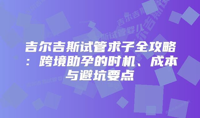 吉尔吉斯试管求子全攻略：跨境助孕的时机、成本与避坑要点