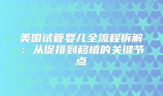 美国试管婴儿全流程拆解：从促排到移植的关键节点