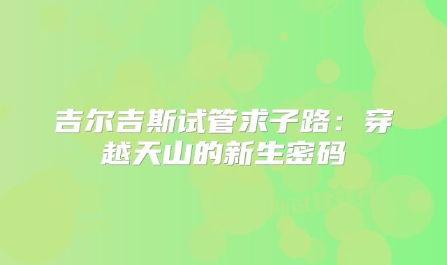 吉尔吉斯试管求子路：穿越天山的新生密码