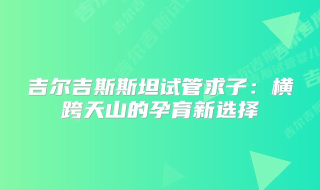 吉尔吉斯斯坦试管求子：横跨天山的孕育新选择