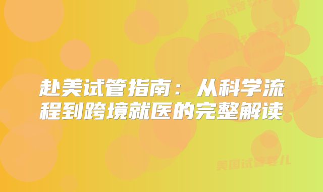赴美试管指南：从科学流程到跨境就医的完整解读