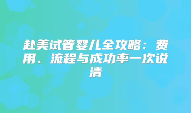 赴美试管婴儿全攻略：费用、流程与成功率一次说清