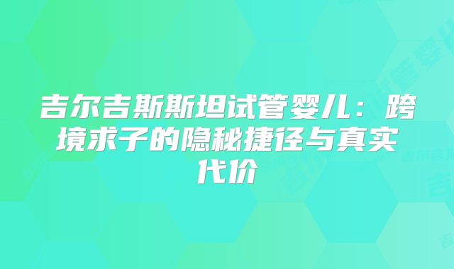 吉尔吉斯斯坦试管婴儿:跨境求子的隐秘捷径与真实代价