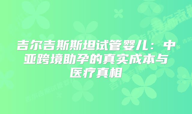 吉尔吉斯斯坦试管婴儿：中亚跨境助孕的真实成本与医疗真相