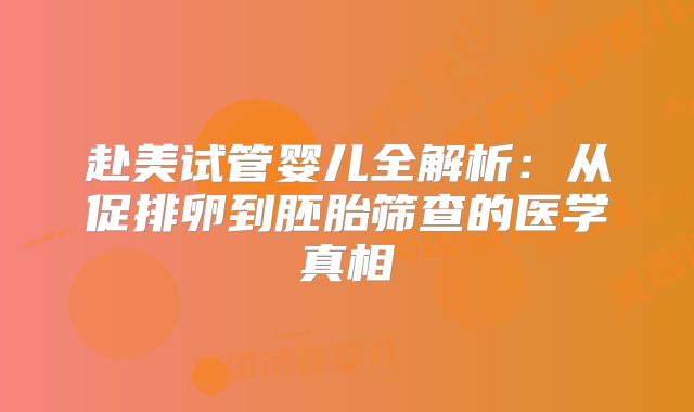 赴美试管婴儿全解析：从促排卵到胚胎筛查的医学真相