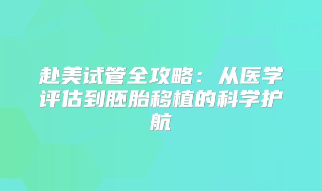 赴美试管全攻略：从医学评估到胚胎移植的科学护航