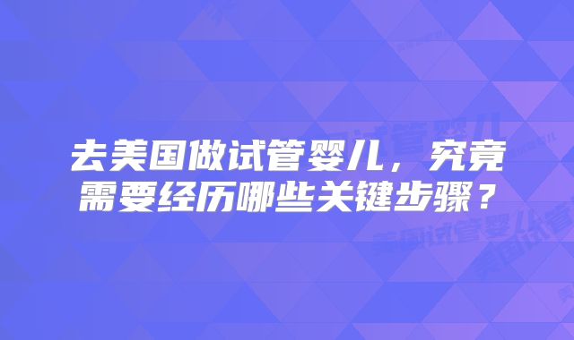 去美国做试管婴儿，究竟需要经历哪些关键步骤？