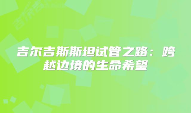 吉尔吉斯斯坦试管之路：跨越边境的生命希望