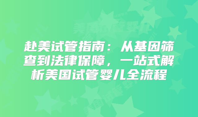 赴美试管指南:从基因筛查到法律保障,一站式解析美国试管婴儿全流程